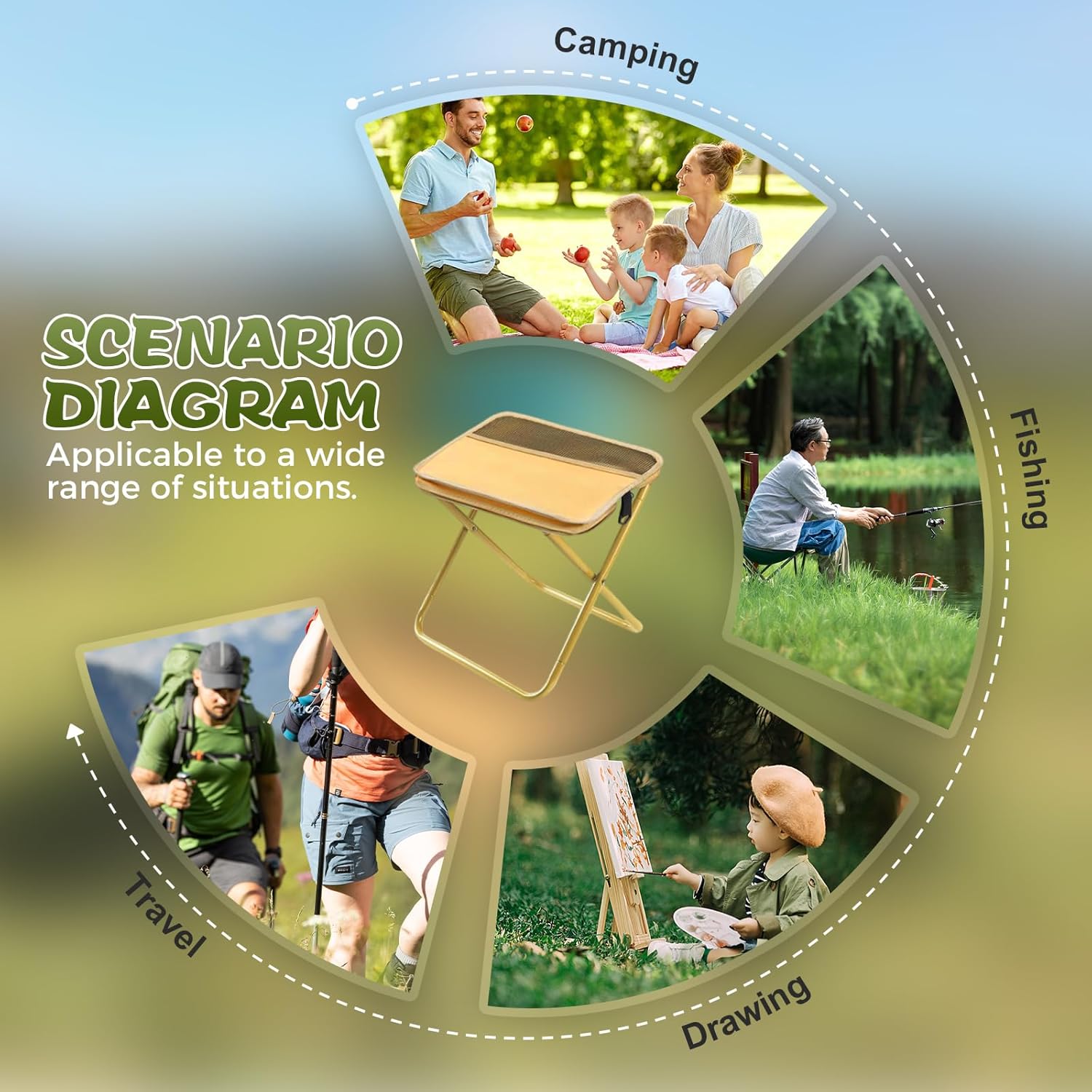 Foldable Stool with Carrying Bag,2025 New Lightweight Foldable Stools,Ultralight Folding Stool Camping Stools for Picnic Hiking Fishing