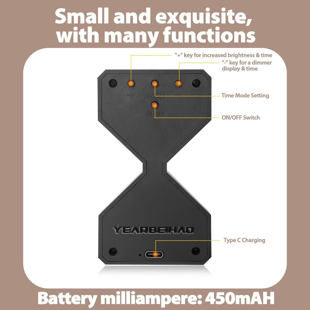 Digital Hourglass Timer for Kids, YEARBEIHAO 1-30 Minutes Sand Time Can Set Any Minute, A Sensory Toy for Relaxation, DIY Electronic Timer for Kitchen, Room Home Decor (Black)