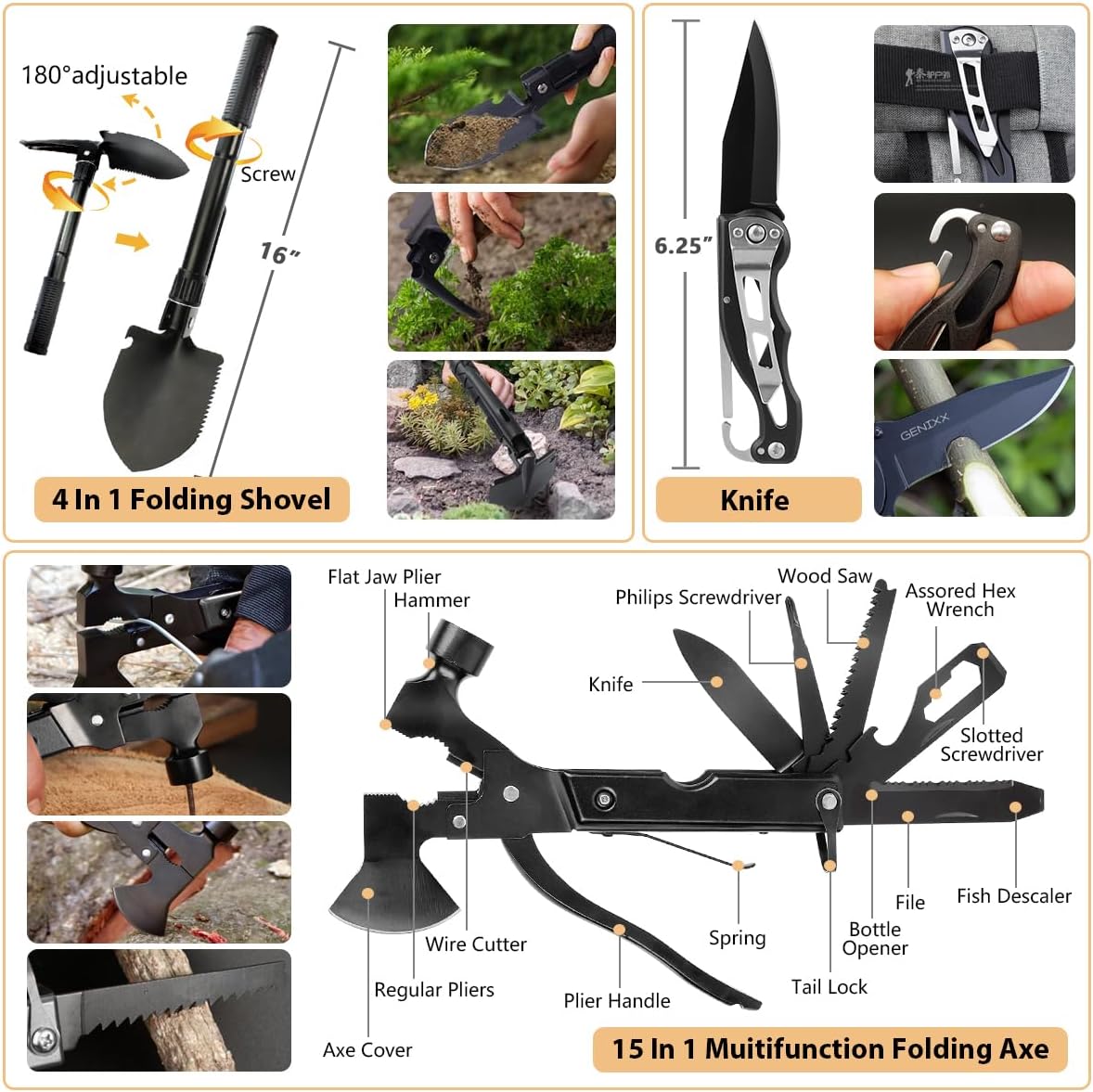 Survival Kit. 250Pcs Survival Gear First Aid Kit with Molle System Compatible Bag and Emergency Tent. Emergency Kit for Earthquake. Outdoor Adventure. Hiking. Hunting. Gifts for Men Women