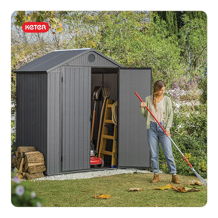 Keter 6-ft x 4-ft Darwin Gray Gable Resin Storage Shed (Floor Included)