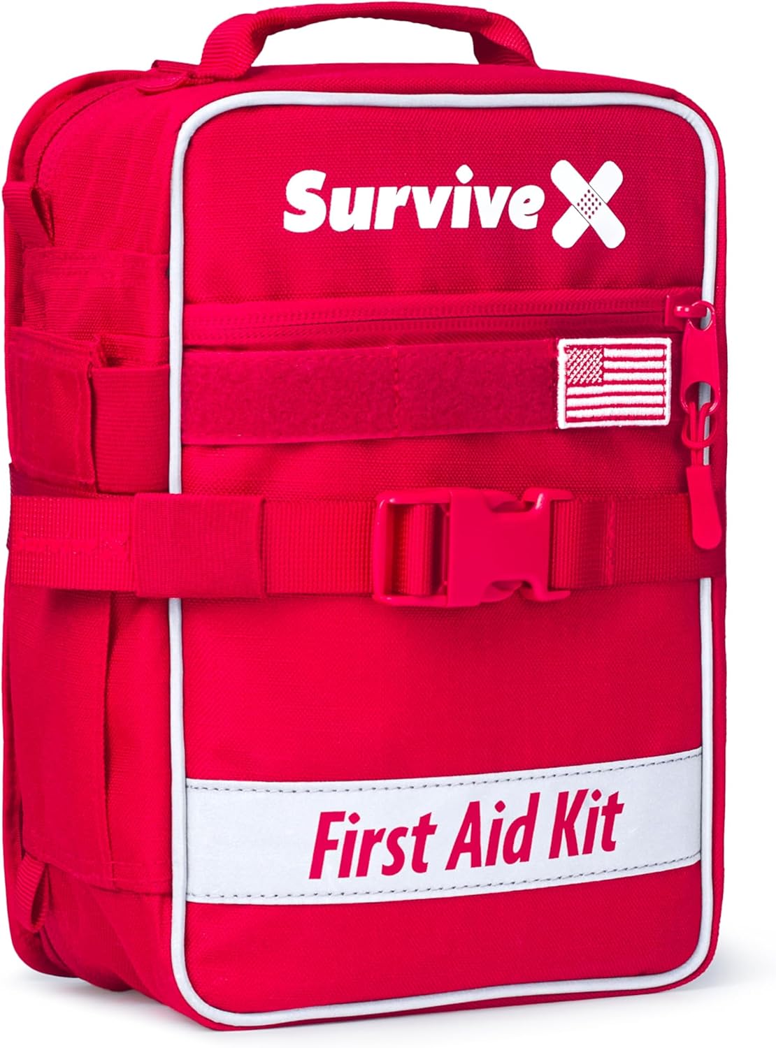 A-  Large First Aid Kit for Car. Travel & Home - Emergency Kit for Hiking. Camping. Backpacking and Outdoors - Includes Zip Stitch Wound Closure Strips