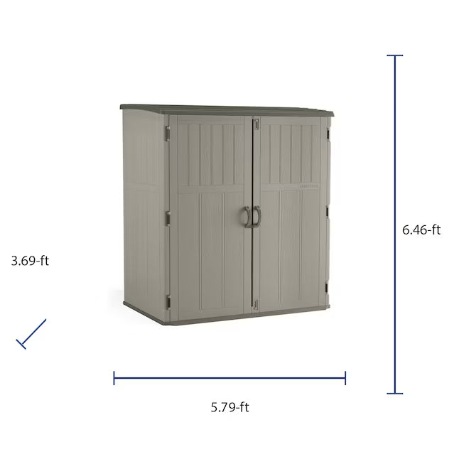 CRAFTSMAN 6-ft x 4-ft Extra Large Vertical Gray Resin Storage Shed (Floor Included)