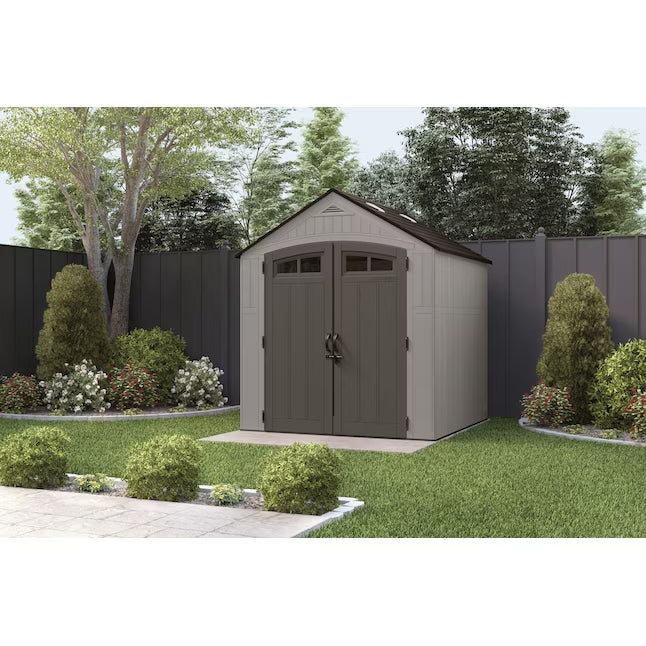 CRAFTSMAN 7-ft x 7-ft Modern Gray Gable Resin Storage Shed (Floor Included)