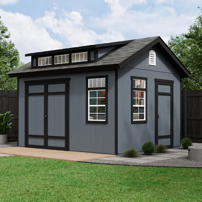 Heartland Summerhill 10-ft x 12-ft Gable Style Wood Outdoor Storage Shed with 3 Windows 2 Doors (Floor Included)