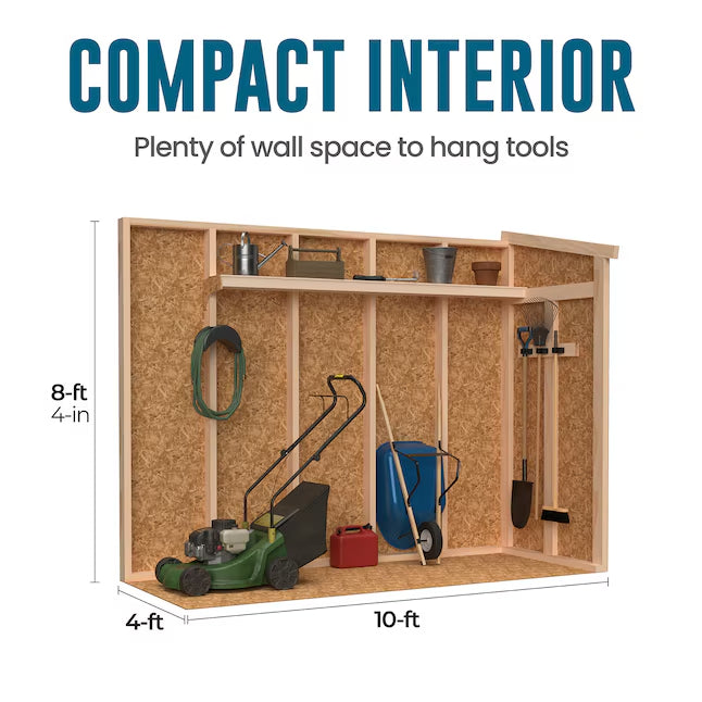Heartland Lean-to 10-ft x 4-ft Lean-to Style Wood Outdoor Storage Shed with 2 Doors (Floor Included)