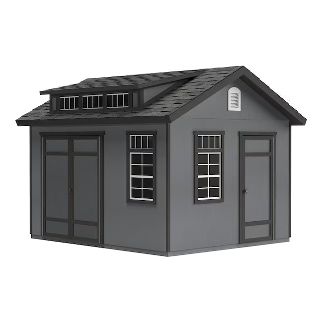 Heartland Summerhill 10-ft x 12-ft Gable Style Wood Outdoor Storage Shed with 3 Windows 2 Doors (Floor Included)