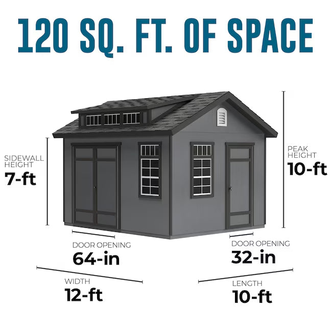 Heartland Summerhill 10-ft x 12-ft Gable Style Wood Outdoor Storage Shed with 3 Windows 2 Doors (Floor Included)