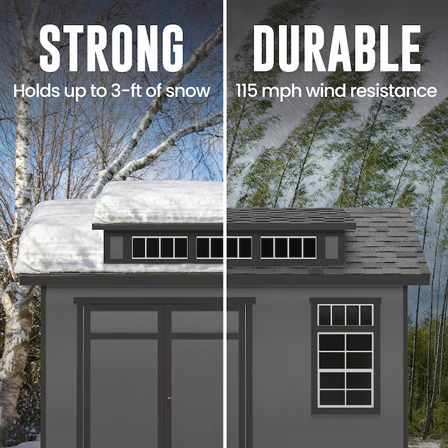 Heartland Summerhill 10-ft x 12-ft Gable Style Wood Outdoor Storage Shed with 3 Windows 2 Doors (Floor Included)