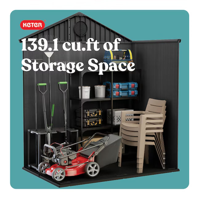 Keter 6-ft x 4-ft Darwin Gray Gable Resin Storage Shed (Floor Included)