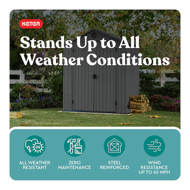 Keter 6-ft x 4-ft Darwin Gray Gable Resin Storage Shed (Floor Included)