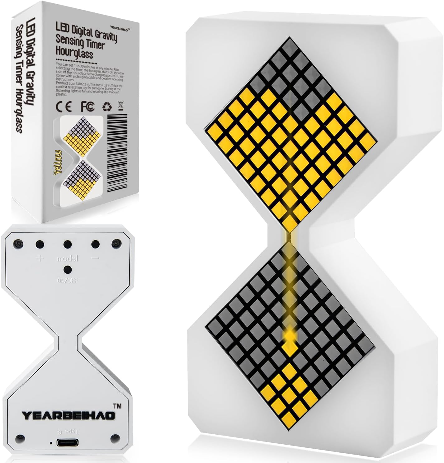 Digital Hourglass Timer for Kids, YEARBEIHAO 1-30 Minutes Sand Time Can Set Any Minute, A Sensory Toy for Relaxation, DIY Electronic Timer for Kitchen, Room Home Decor (Black)