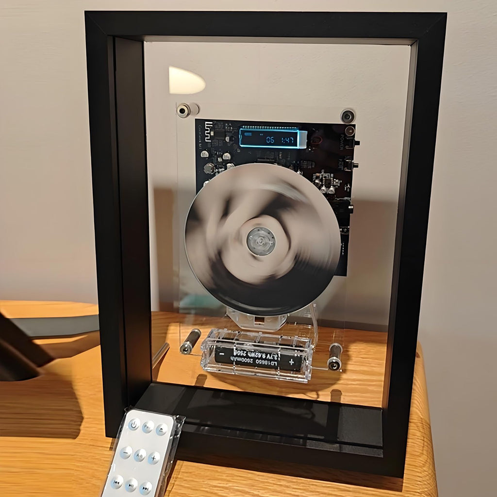 Decorate CD Player, Music Decorative Photo Frame with Remote Control, 5.0 Bluetooth/3.5mm AUX Output, 2 Placement Options, for Home, Office and Gallery