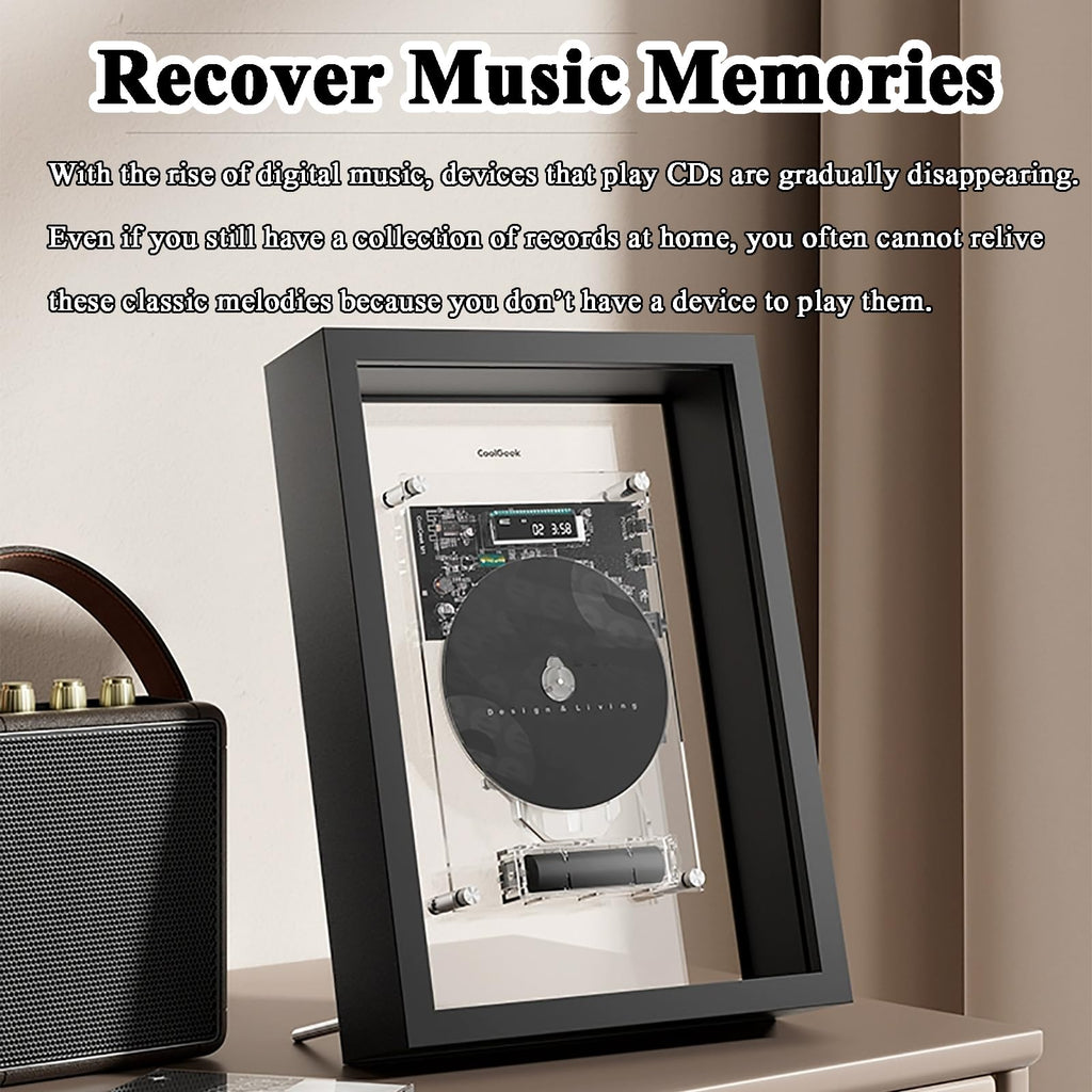 Decorate CD Player, Music Decorative Photo Frame with Remote Control, 5.0 Bluetooth/3.5mm AUX Output, 2 Placement Options, for Home, Office and Gallery