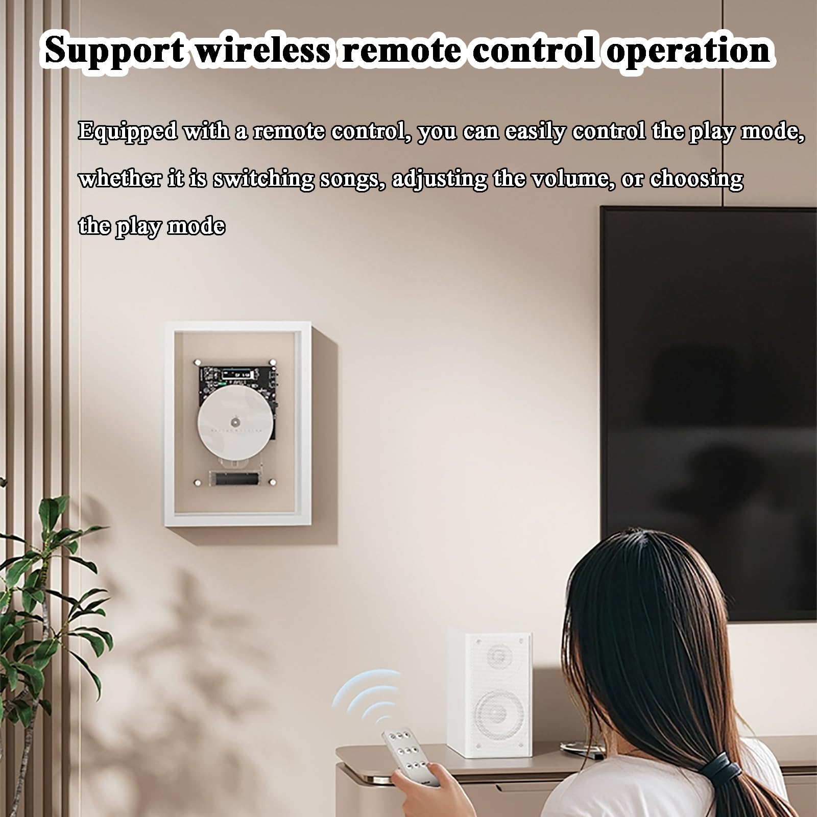 Decorate CD Player, Music Decorative Photo Frame with Remote Control, 5.0 Bluetooth/3.5mm AUX Output, 2 Placement Options, for Home, Office and Gallery